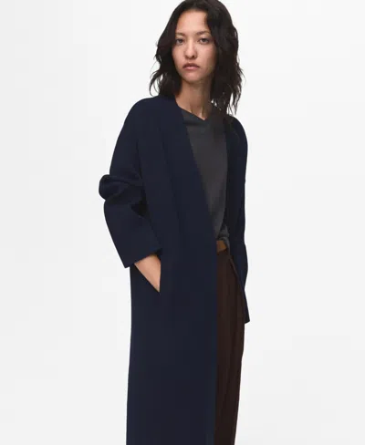 Mango Long Cardigan In Blue