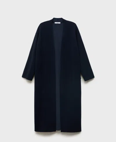 Mango Long Cardigan In Blue