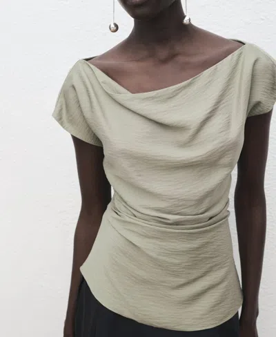 Mango Modal Blouse With An Asymmetric Neckline In Green