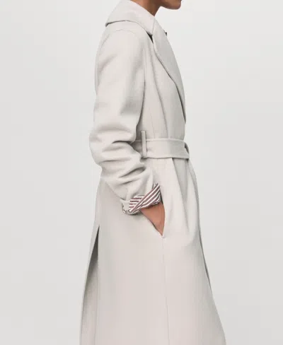 Mango Women's Handmade Belt Wool Coat In Gray