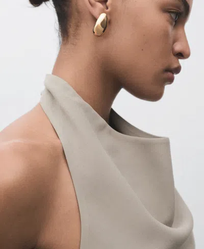 Mango Asymmetric Open Back Halter Top In Gray