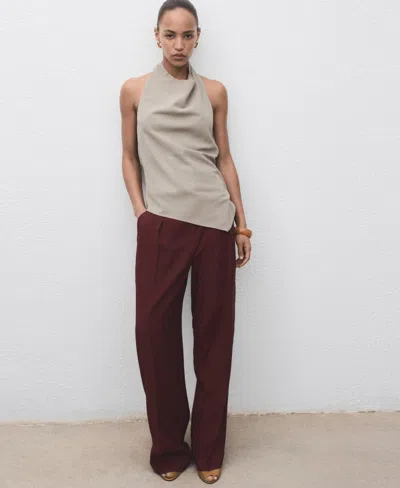 Mango Asymmetric Open Back Halter Top In Gray