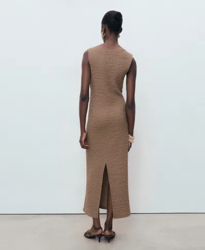 Mango Texture Sleeveless Maxi Dress In Nude
