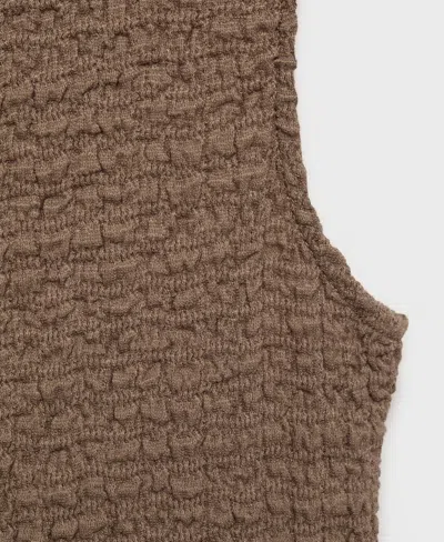 Mango Texture Sleeveless Maxi Dress In Nude