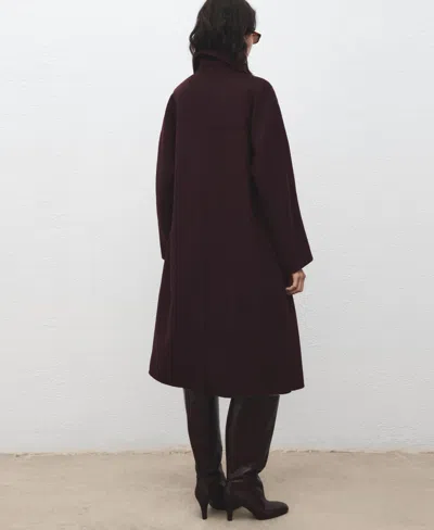Mango Handmade Oversized Wool Coat Wine In Burgundy
