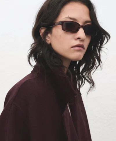 Mango Handmade Oversized Wool Coat Wine In Burgundy