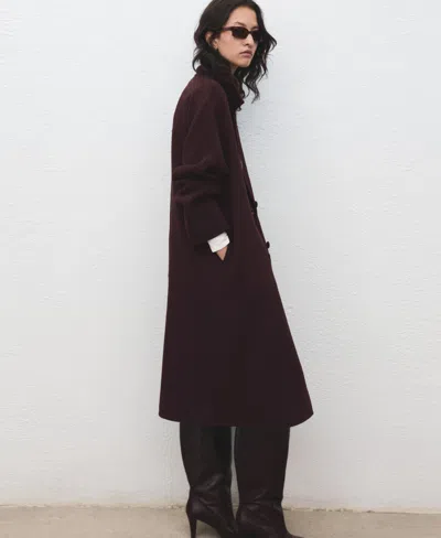 Mango Handmade Oversized Wool Coat Wine In Burgundy