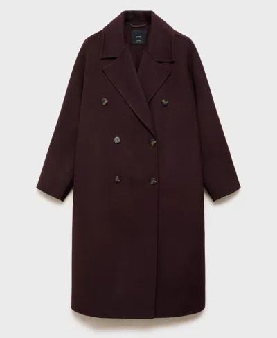 Mango Handmade Oversized Wool Coat Wine In Burgundy