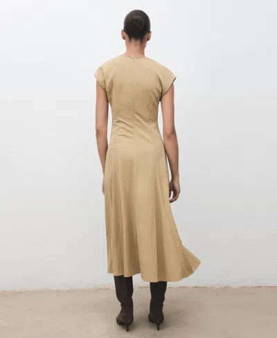 Mango Godet Pleat Dress In Nude