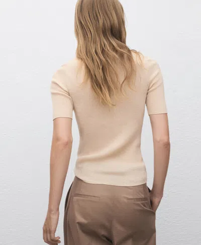 Mango Fine Knit Sweater With Shirt Collar In Neutral