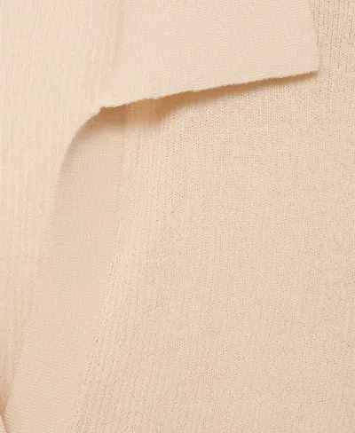 Mango Fine Knit Sweater With Shirt Collar In Neutral