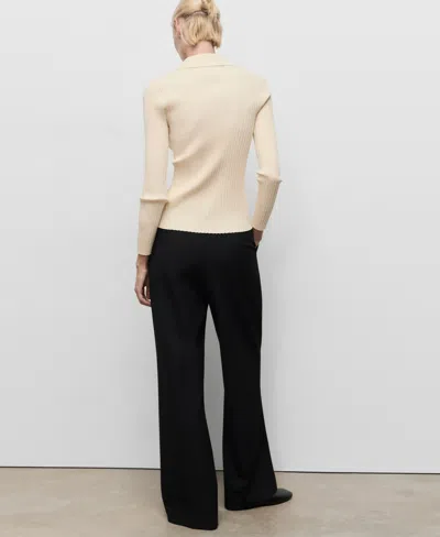 Mango Rib Button-up Cardigan In Neutral