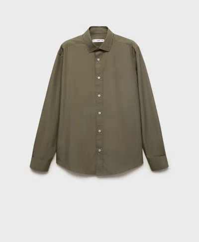 Mango Solid Regular Fit Button-up Shirt In Brown