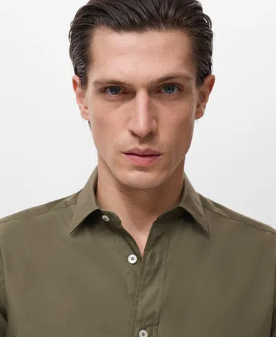 Mango Solid Regular Fit Button-up Shirt In Brown