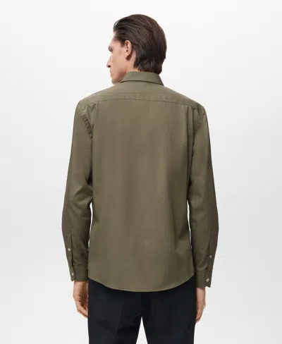 Mango Solid Regular Fit Button-up Shirt In Brown