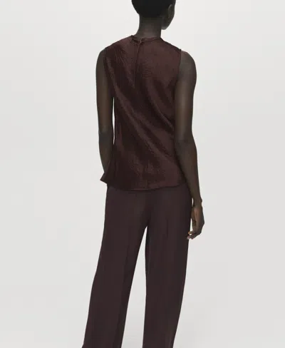 Mango Women's Wrinkled-effect Satin Blouse In Brown