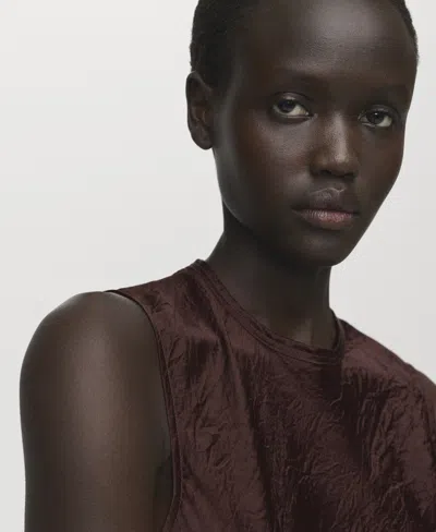 Mango Women's Wrinkled-effect Satin Blouse In Brown