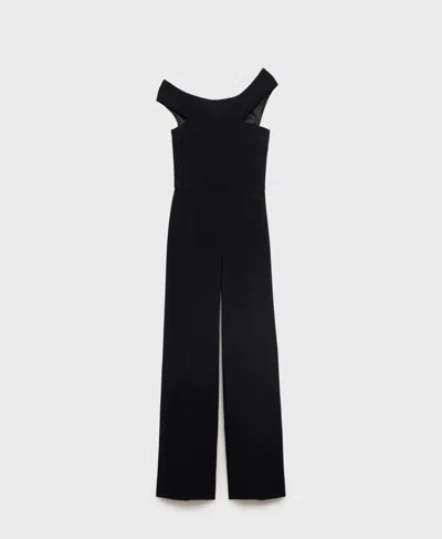 Mango Asymmetric Long Jumpsuit In Black