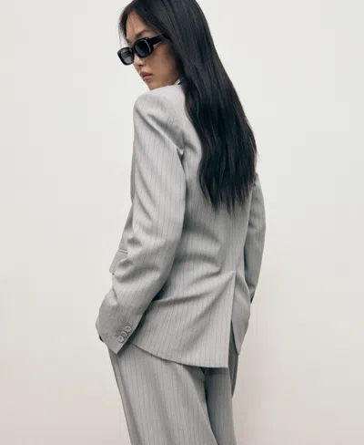 Mango Pinstripe Suit Jacket In Gray