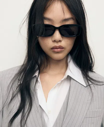 Mango Pinstripe Suit Jacket In Gray