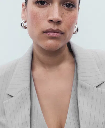 Mango Pinstripe Suit Jacket In Gray