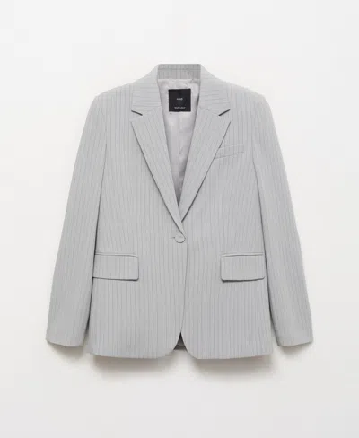 Mango Pinstripe Suit Jacket In Gray