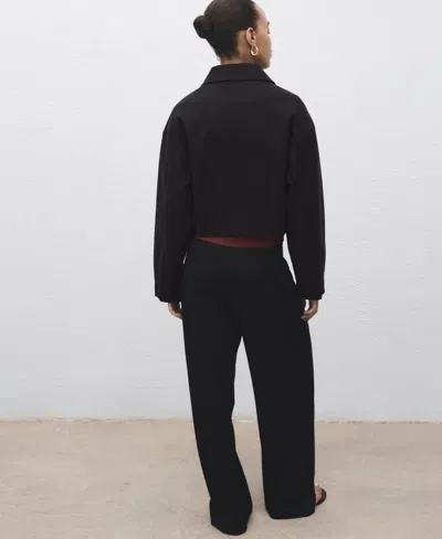 Mango Cropped Jacket With Pockets Black In Black