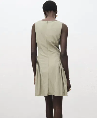 Mango Pleated Sleeveless Minidress In Brown