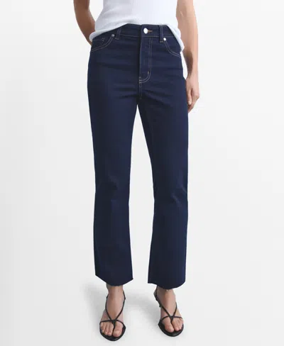Mango Women's Sienna Flared Cropped Jeans In Blue