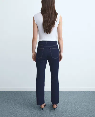 Mango Women's Sienna Flared Cropped Jeans In Blue