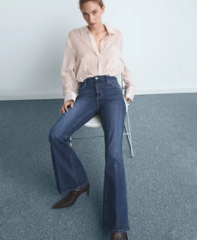 Mango Women's Violet Flared High-rise Jeans In Blue