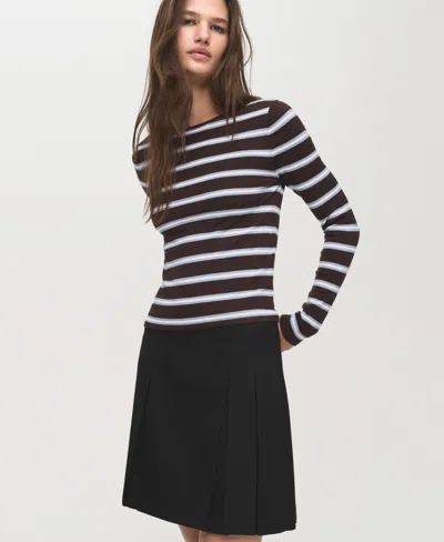 Mango Pleated Mini Skirt In Black