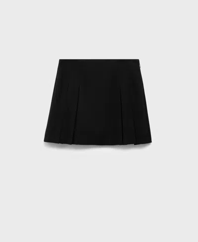 Mango Pleated Mini Skirt In Black