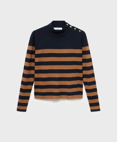 Mango Perkins Stripe Mock Neck Sweater In Multi