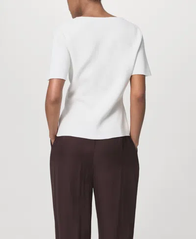 Mango Women's Jewel Button Knitted Cardigan In White