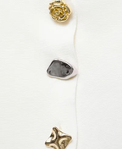 Mango Women's Jewel Button Knitted Cardigan In White