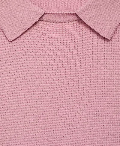 Mango Spread Collar Short Sleeve Sweater In Pink