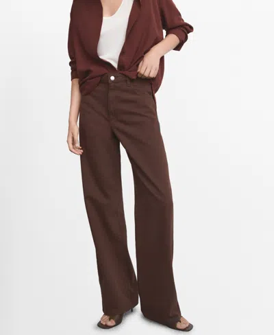 Mango Women's Danila Wide Leg High-rise Jeans In Brown
