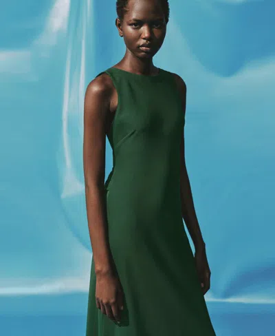 Mango Midi-dress With Open Back Green In Green