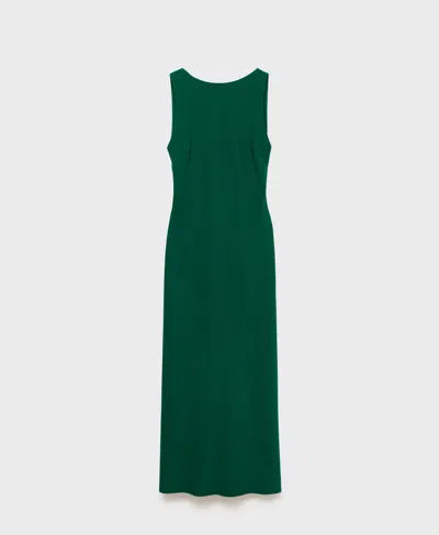 Mango Midi-dress With Open Back Green In Green