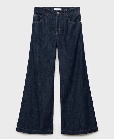 Mango Women's Wide Leg Mid-rise Jeans In Blue