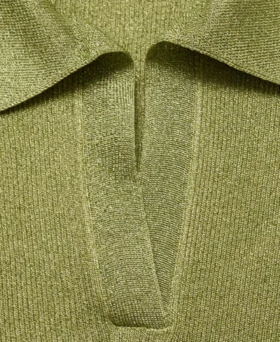 Mango Lurex Polo Neck Sweater Pastel Green In Green