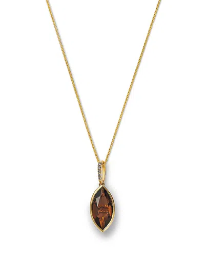 Bloomingdale's Fine Collection Smoky Quartz & Multicolor Diamond Pendant Necklace In 14k Yellow Gold, 20 In Gold