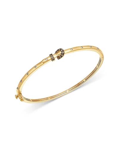 Bloomingdale's Fine Collection Multicolor Diamond Buckle Bangle Bracelet In 14k Yellow Gold, 0.33 Tcw In Gold