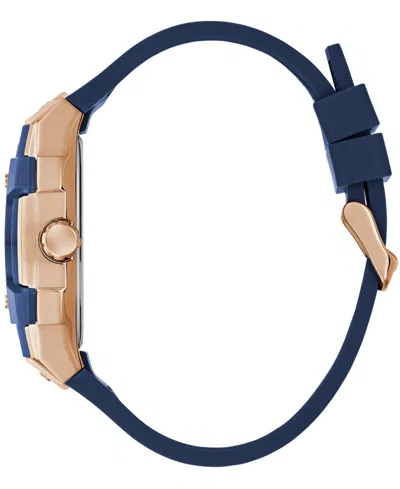 Guess Men's Blue Rose Gold Tone Multi-function Watch, 44mm In Blue