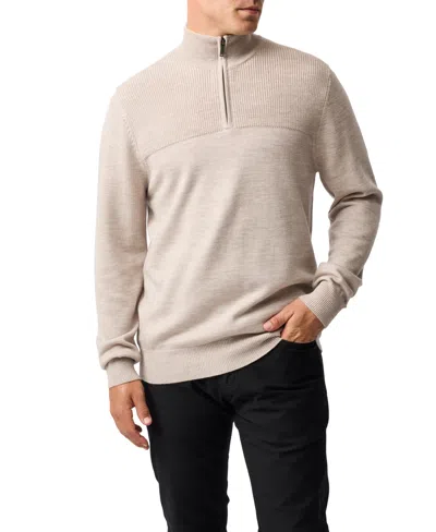 Rodd & Gunn Quail Rise Merino Wool Quarter Zip Sweater In Neutral