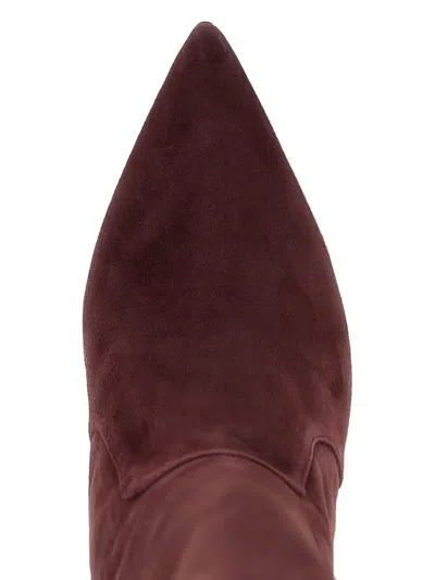Stuart Weitzman Naomi Suede Kitten Tall Boots In Burgundy