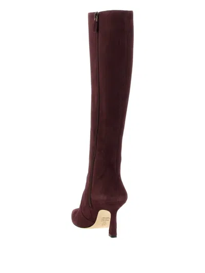 Stuart Weitzman Naomi Suede Kitten Tall Boots In Burgundy
