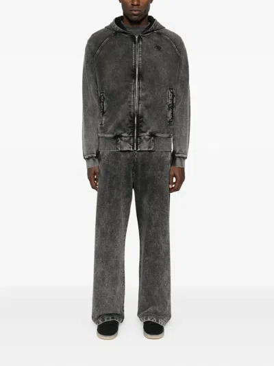 Diesel Grey Hoodie With All-over Faded Effect In Cotton Man In Gray