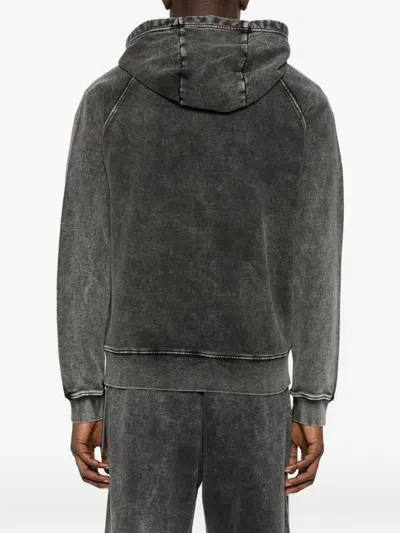 Diesel Grey Hoodie With All-over Faded Effect In Cotton Man In Gray